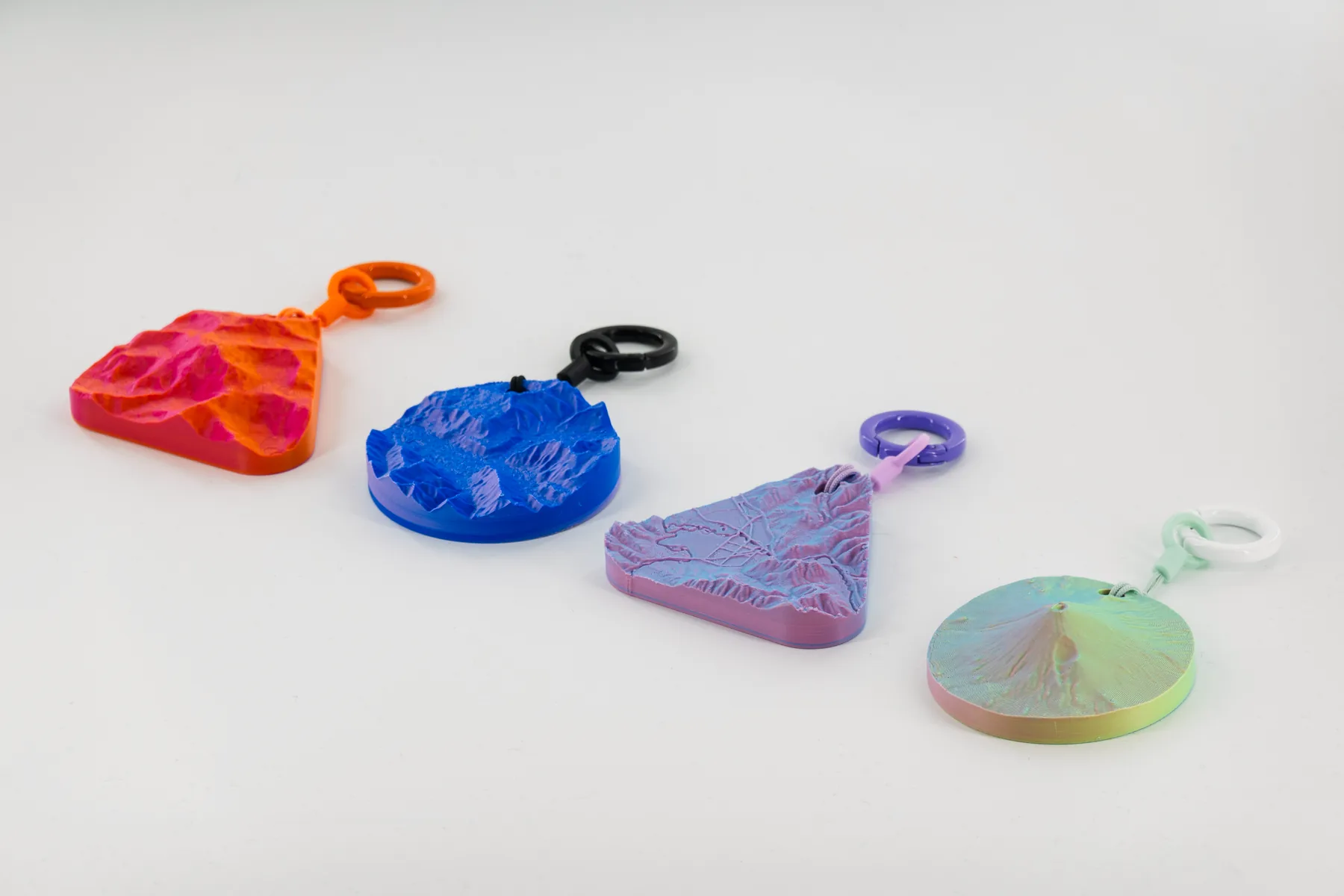 Real photo: Ember, Twilight, Dawn and Sorbet keychains